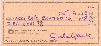 A cheque by Garbo